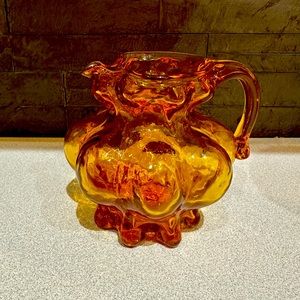 Vintage Kanawha yellow Amber glass creamer/mini pitcher